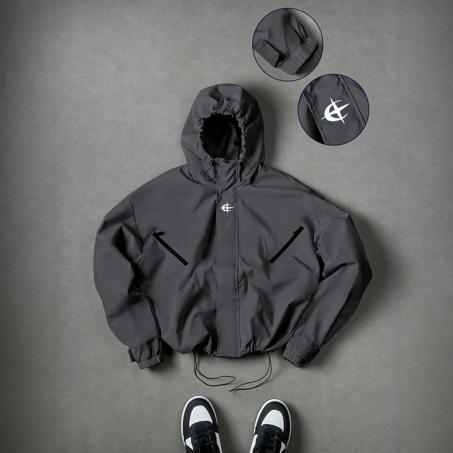 Cross-border European-style men's hooded drawstring jacket, loose-fit design, casual sportswear for young men, suitable for spring and autumn