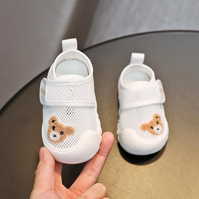 Bear Sports soft bottom single mesh breathable summer 1-2 years old boys and girls toddler shoes soft bottom baby indoor mesh shoes