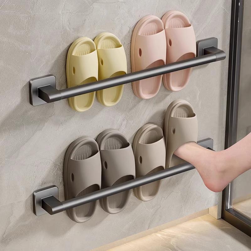Factory supply bathroom punch-free storage rack slippers rack bathroom home good things wall hanging draining slippers rack