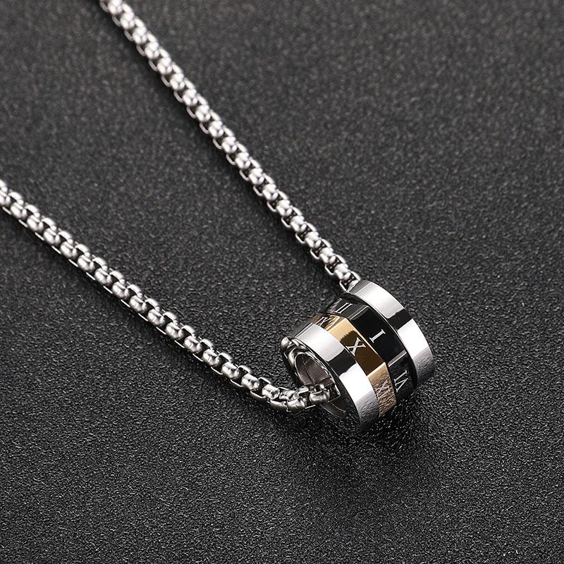 Roman Numeral Small Waist Transfer Necklace Men's Trendy Versatile Titanium Steel Pendant Sweater Chain High-End Chain Light Luxury