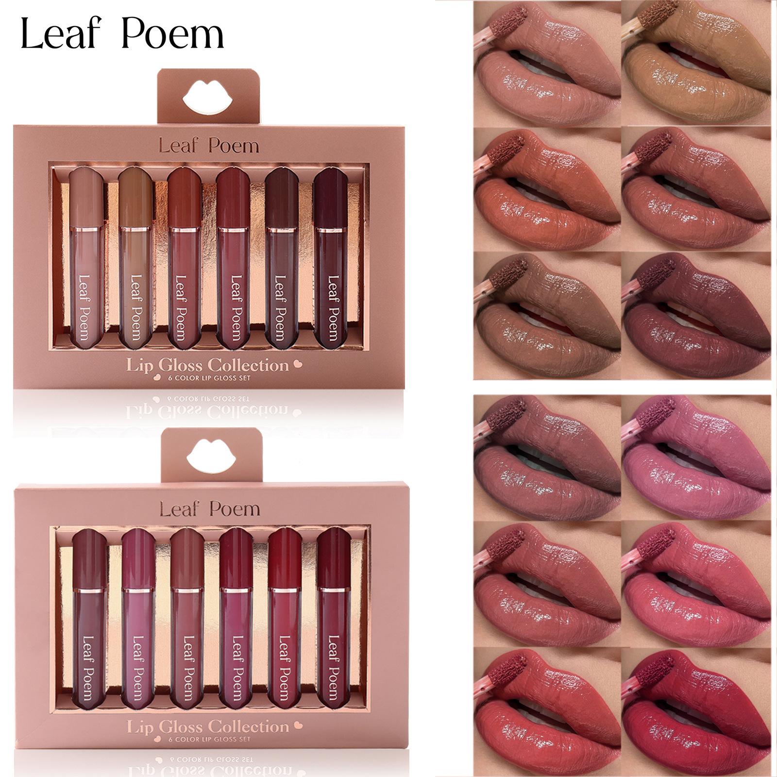 New Cross-Border Makeup 6-Piece Lip Gloss Set, Long-Lasting Waterproof Moisturizing Lipstick, Hydrating Glossy Lip Glaze Set Wholesale