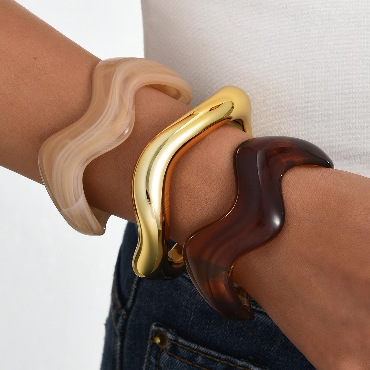 Acrylic Irregular Open Bracelet, Cross-Border Exaggerated Personality Bracelet, Simple Niche High-End Design Jewelry for Women