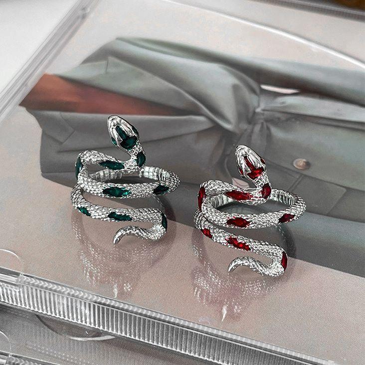 Dark Entwined Snake Ring, Niche Design, Index Finger Ring, Retro Minimalist Style, Open-Ended, High-End Jewelry