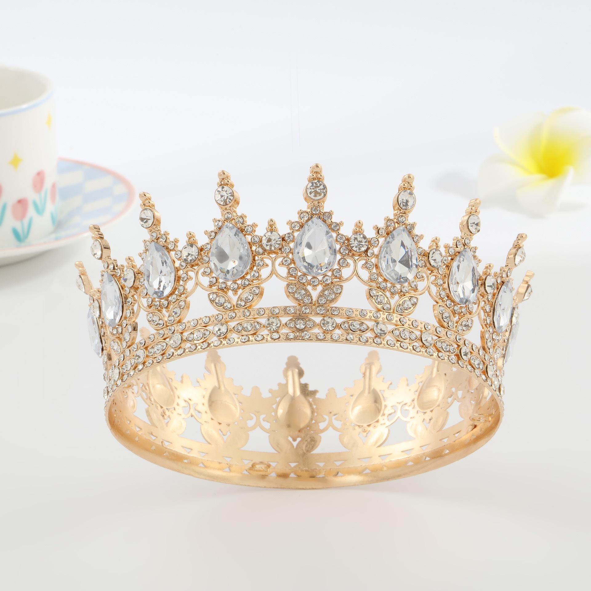 Cross-Border Halloween Round Crown Tiara Bridal Wedding Crown Accessories Birthday Hair Crown Heavy-Duty Hair Accessories Hair Accessories