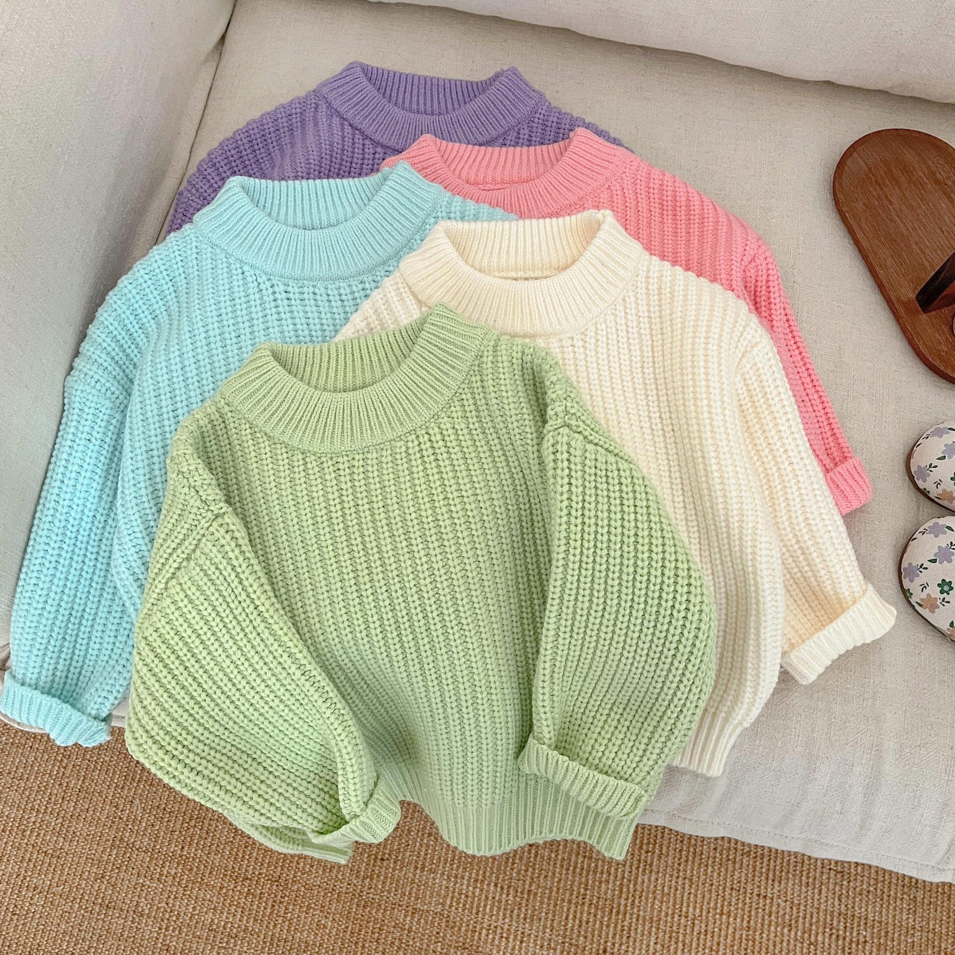 Baby Girl Solid Color Round Neck Pullover Sweater 2026 Autumn and Winter Infant Korean Style Fashionable Versatile Long-Sleeved Knitwear