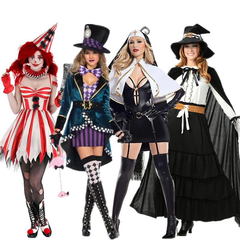 European and American Halloween Evil Clown Costume Magician Witch Vampire Nuns Cosplay Party Costume