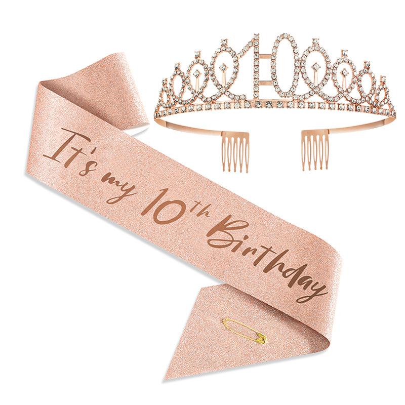 Hot sale birthday party suit shoulder strap crown 10 13 18 21 30 40 50 60 70 15 years old suit