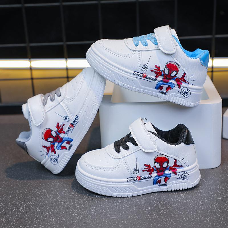 Boys' Spider-Man Cartoon Sports White Shoes 2026 Spring and Autumn New Style for Toddlers and Young Children, Non-Slip Casual Sneakers Trendy