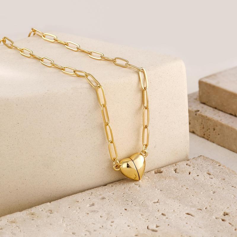 European and American Cross-Border New Love Magnet Pendant Stainless Steel Loop Chain Simple Fashion Necklace Women's Jewelry Wholesale
