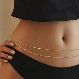 European and American Cross-Border Jewelry Fashion Round Bead Chain Double-Layer Women's Waist Chain Metal Chain Body Chain Belly Chain Export