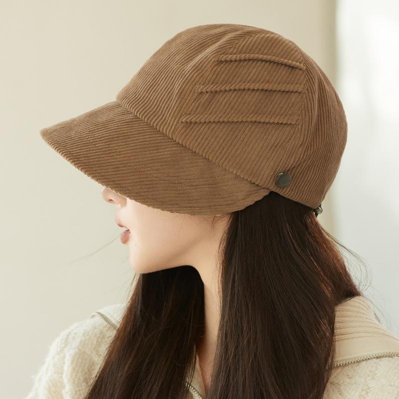 Korean Style New Equestrian Hat High Quality Pleated Corduroy Fisherman Hat Autum New Sun Protection Hat Design Basin Hat