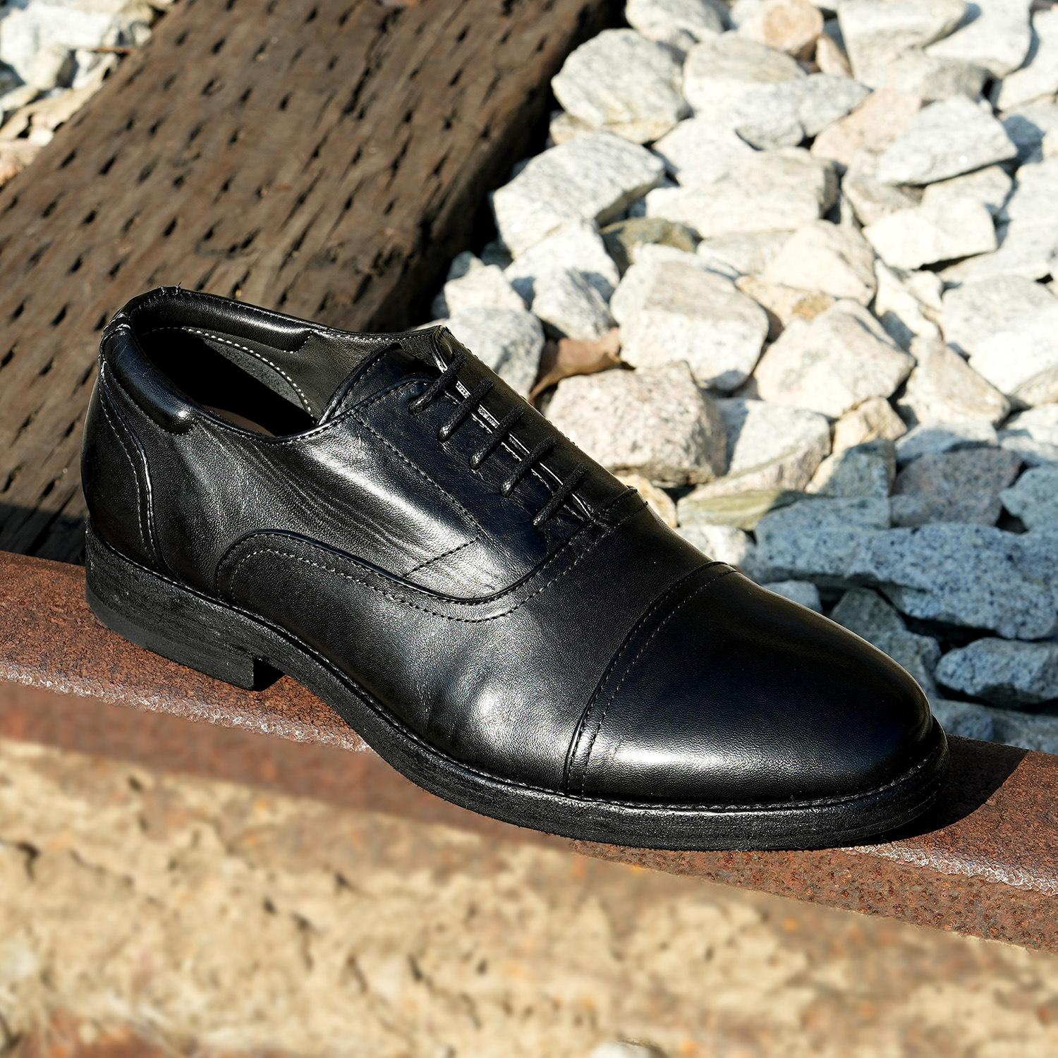 Goodyear Craftsmanship Leather Shoes, Retro Three-Strap Men's Business Meeting Oxford Shoes, Thick-Soled Height-Increasing Groom's Wedding Shoes