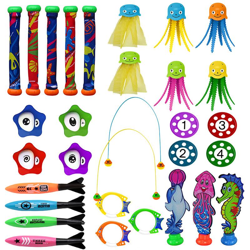 Hot Sale Diving Toy Set Kids Swimming Pool Training Play Toy Fish Sink Plastic Gem