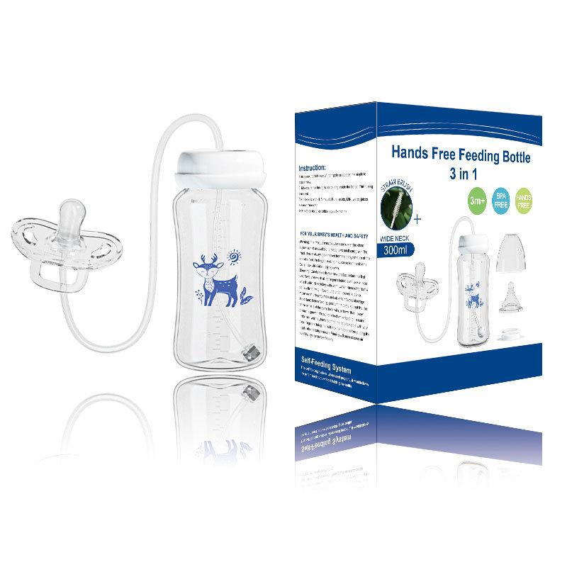 New Three-In-One Hands-Free Wide-Mouth Baby Bottle for Feeding, Convenient for Travel, Pp Bottle 300ml Cross-Border