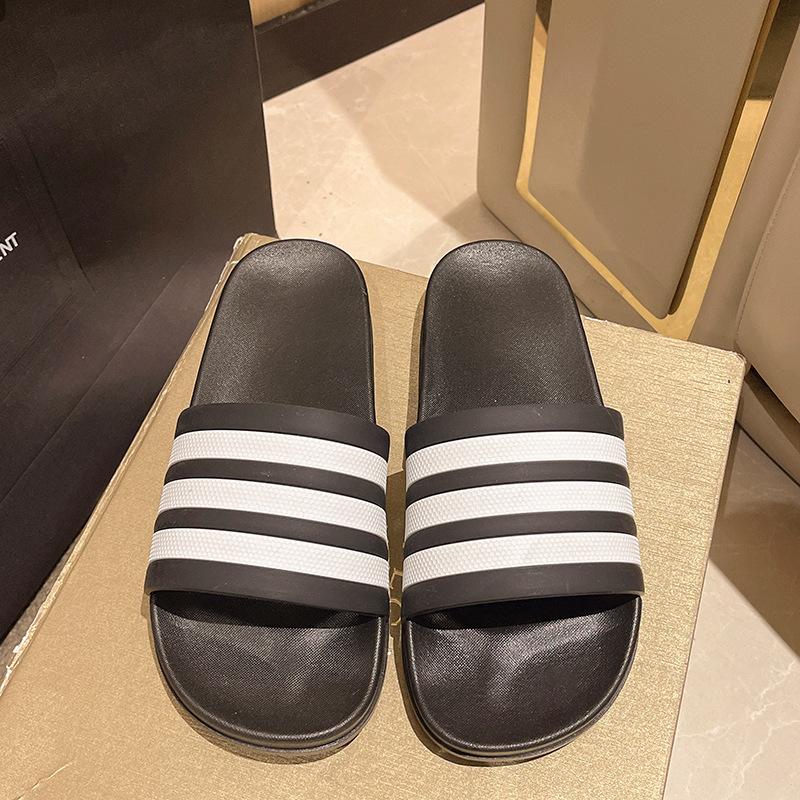 2026 Three-Stripe Slippers for Men, New Style for Outdoor Wear, Large Size, Indoor Home, Bathroom, Beach, Non-Slip Pvc Sandals