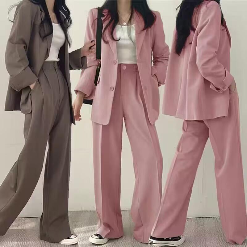 Vintage Slim-Fit Blazer Fashion 2026 Spring and Autumn Women's Korean Style Casual Design Top and Pants Set