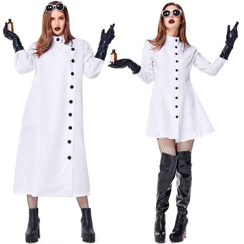 Halloween New Frankenstein Costume Laboratory Researcher Role-Playing Outfit White Lab Coat Scientist