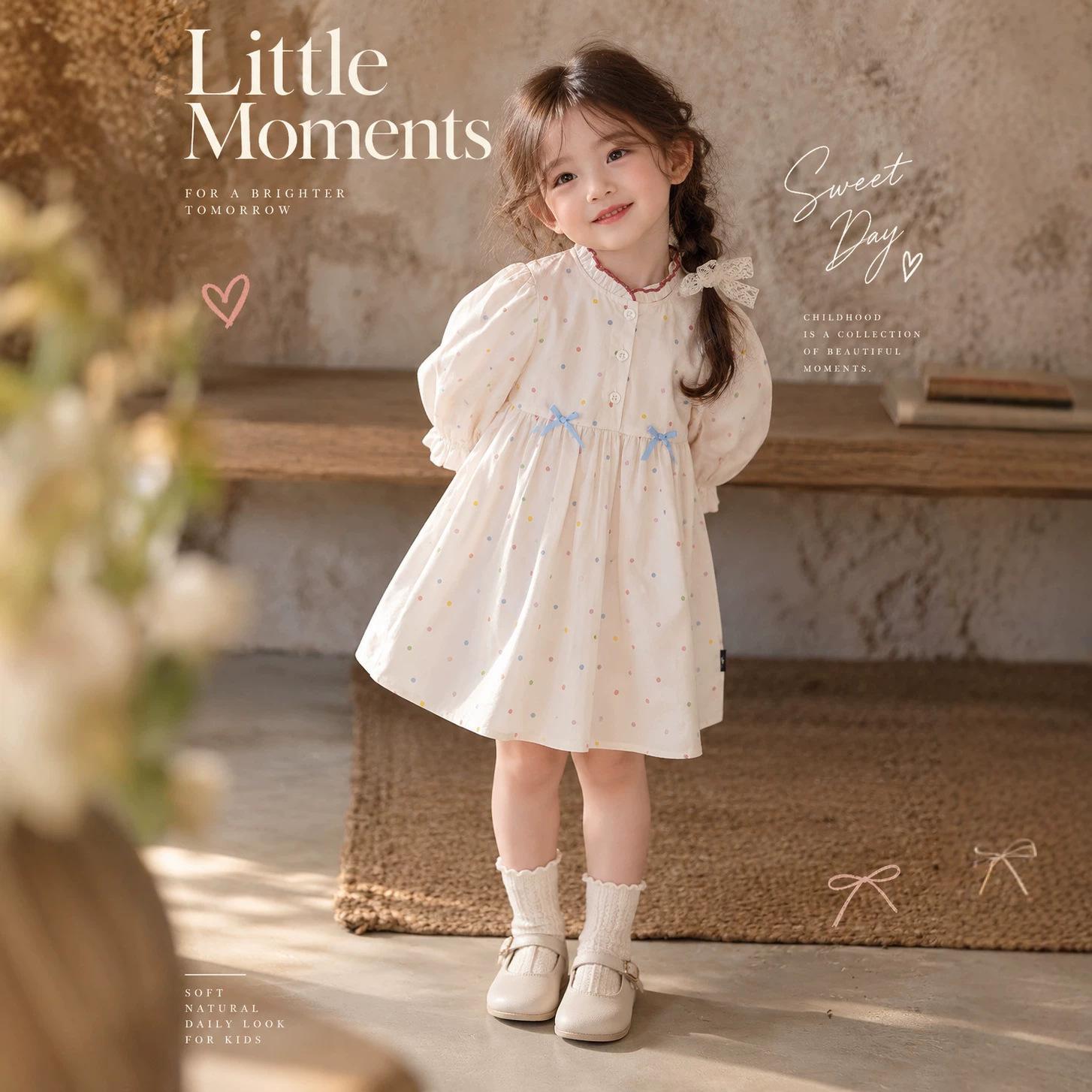 2026 Children's Clothing Girls' Dress Spring and Autumn Thin Style Kidsren's Baby Long-Sleeved Cartoon Single-Layer Cotton Princess Girl Dress