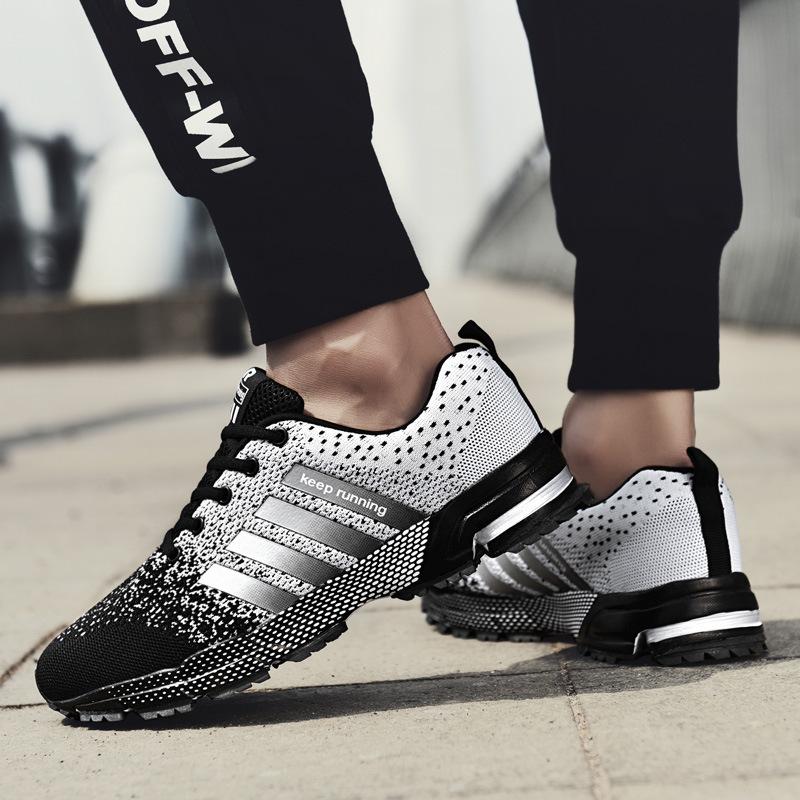 2025 Cross-Border Large Size New Marathon Sports Men's Shoes Couples Women's Shoes Mesh Casual Fly Woven Shoes Running Shoes