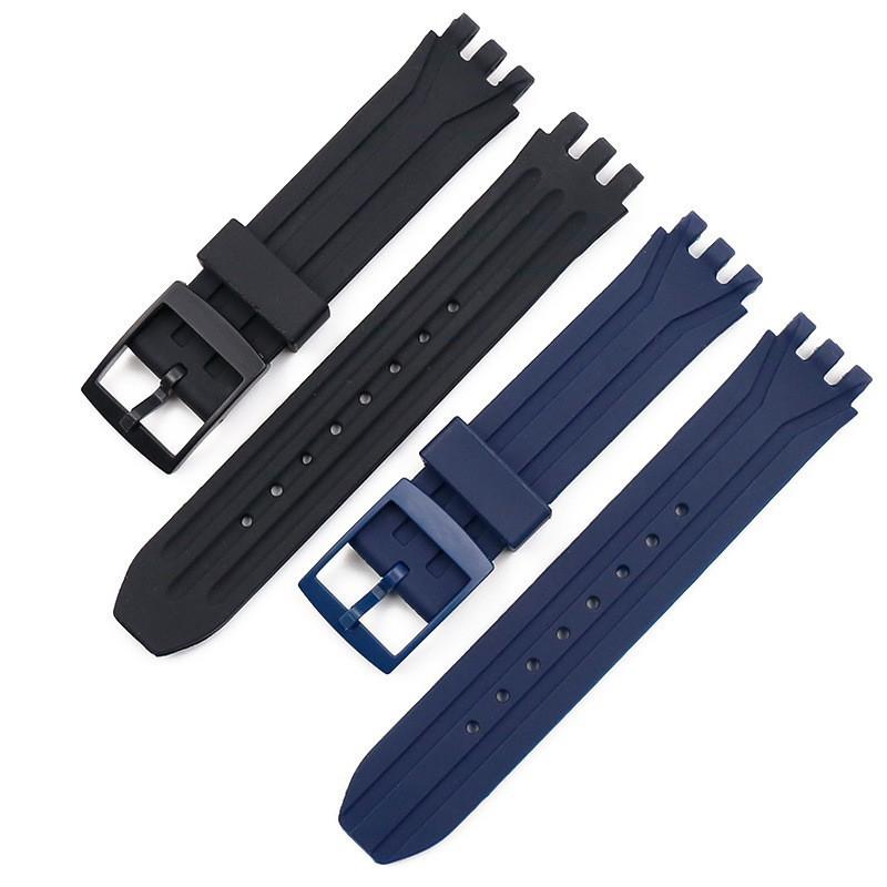 Watch Accessories Silicone Strap Men's and Women's Pin Buckle 18mm Suitable for Swatch Swatch Suib400 Suik400