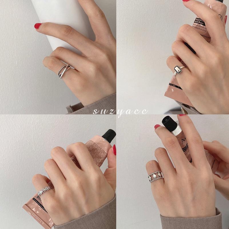 Tail ring South Korea Dongdaemun ring women's new simple retro smiley face open ring distressed love niche design