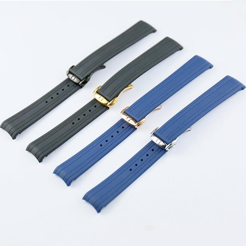 Rubber Watch Strap Men's and Women's Watch Accessories Suitable for Omega 0Mega New Hippocampus 300 Sports Waterproof Watch Strap 20mm