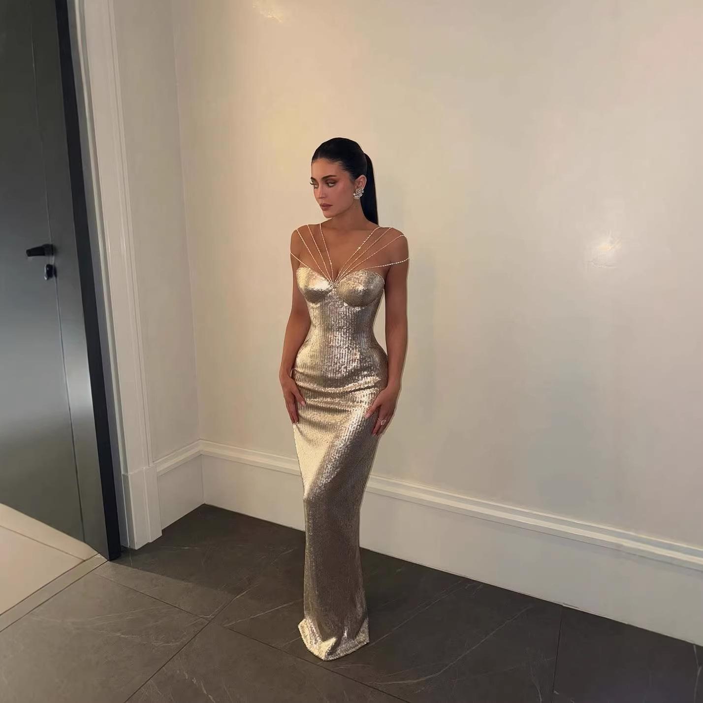 2026 Summer New European and American Fashion Sexy Sequin Long Dress Women's Elegant Workwear Dress