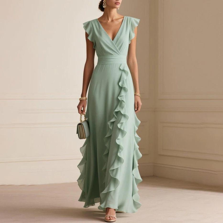 2026 European and American foreign trade women's clothing, light luxury high-end French-style dress, elegant solid color lace dress