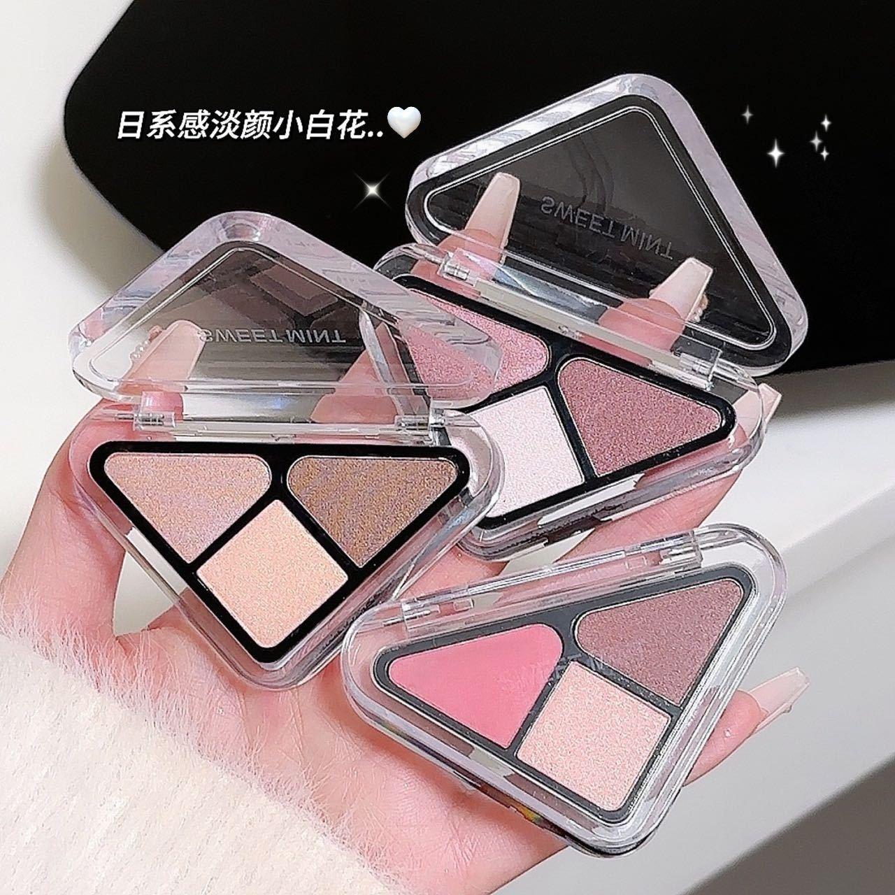 Small triangle eye shadow matte pearlescent broken flash earth color light makeup a plate of multi-use portable eye shadow plate student parity