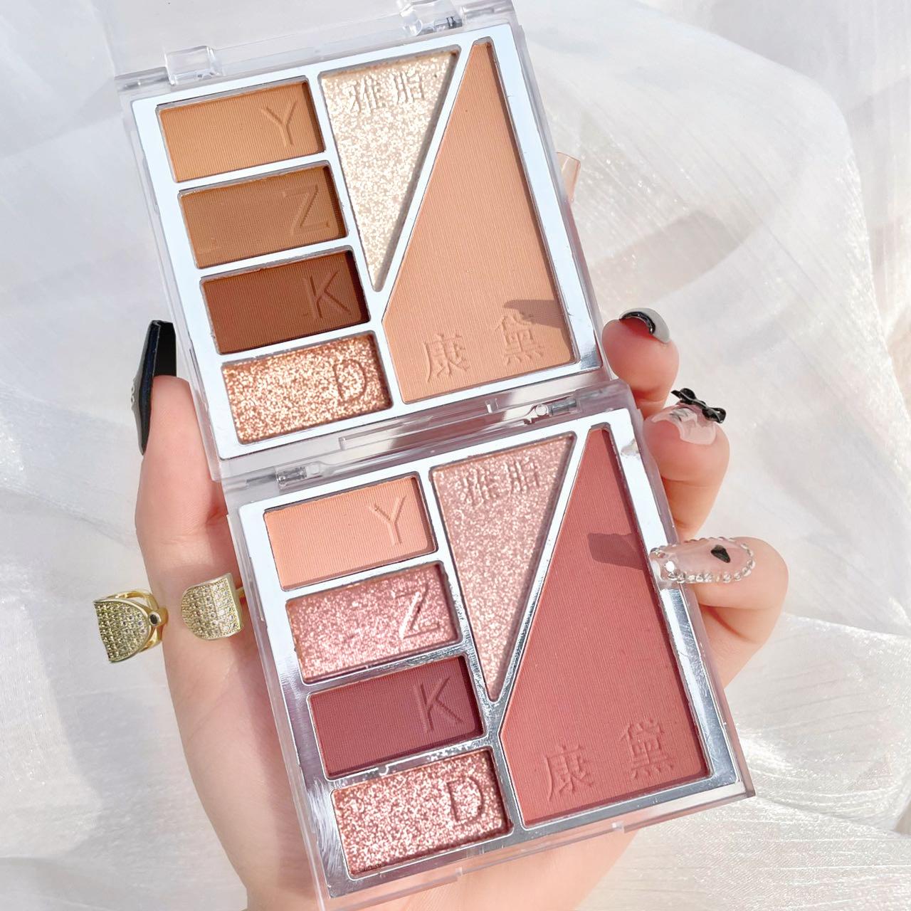 XIAOYUMI six-color highlight repair blush integrated eyeshadow plate earth color pearlescent matte makeup Eyeshadow in stock