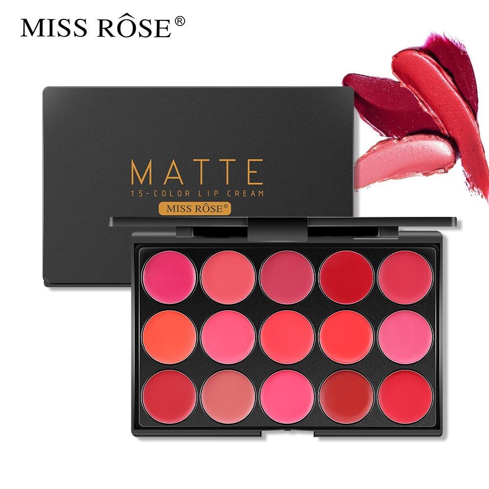Miss Rose 15-Color Lipstick Palette Lip Gloss for Students Moisturizing and Nourishing Velvet Matte Lipstick
