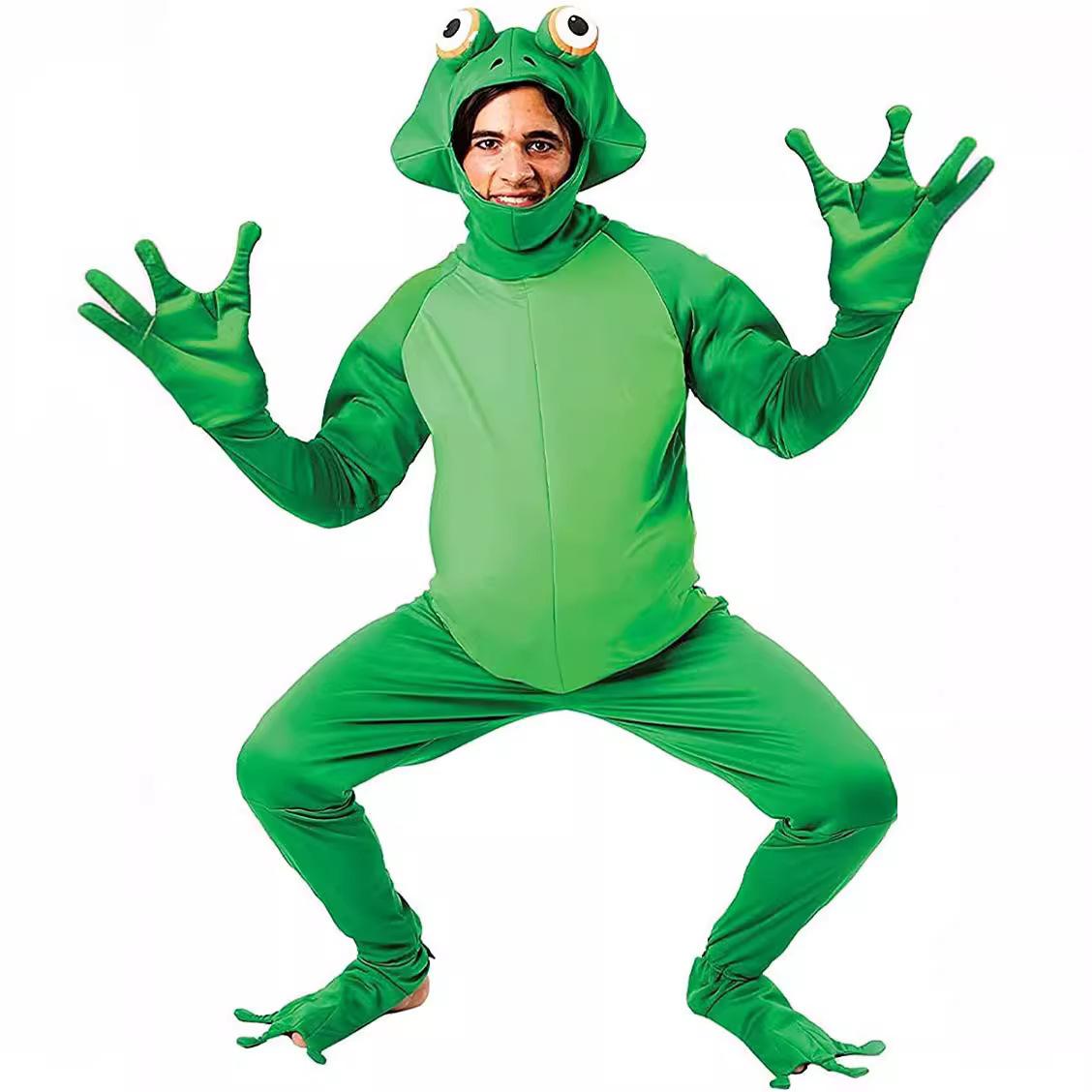 Halloween Cosplay Costume Men's Frog Prince Role Play Novelty One-Piece Adult Animal Party Suit