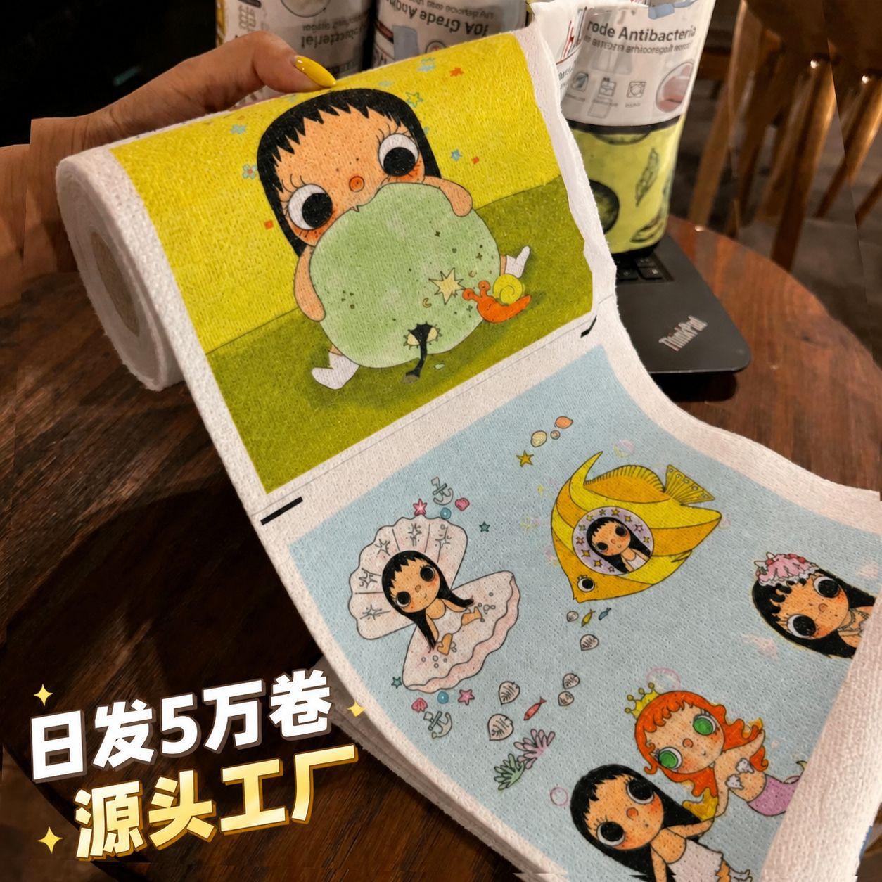 Hand-tearable cleaning cloth, Xiaoyu cartoon lazy disposable cloth, absorbent kitchen dishwashing cloth, dual-use disposable cloth