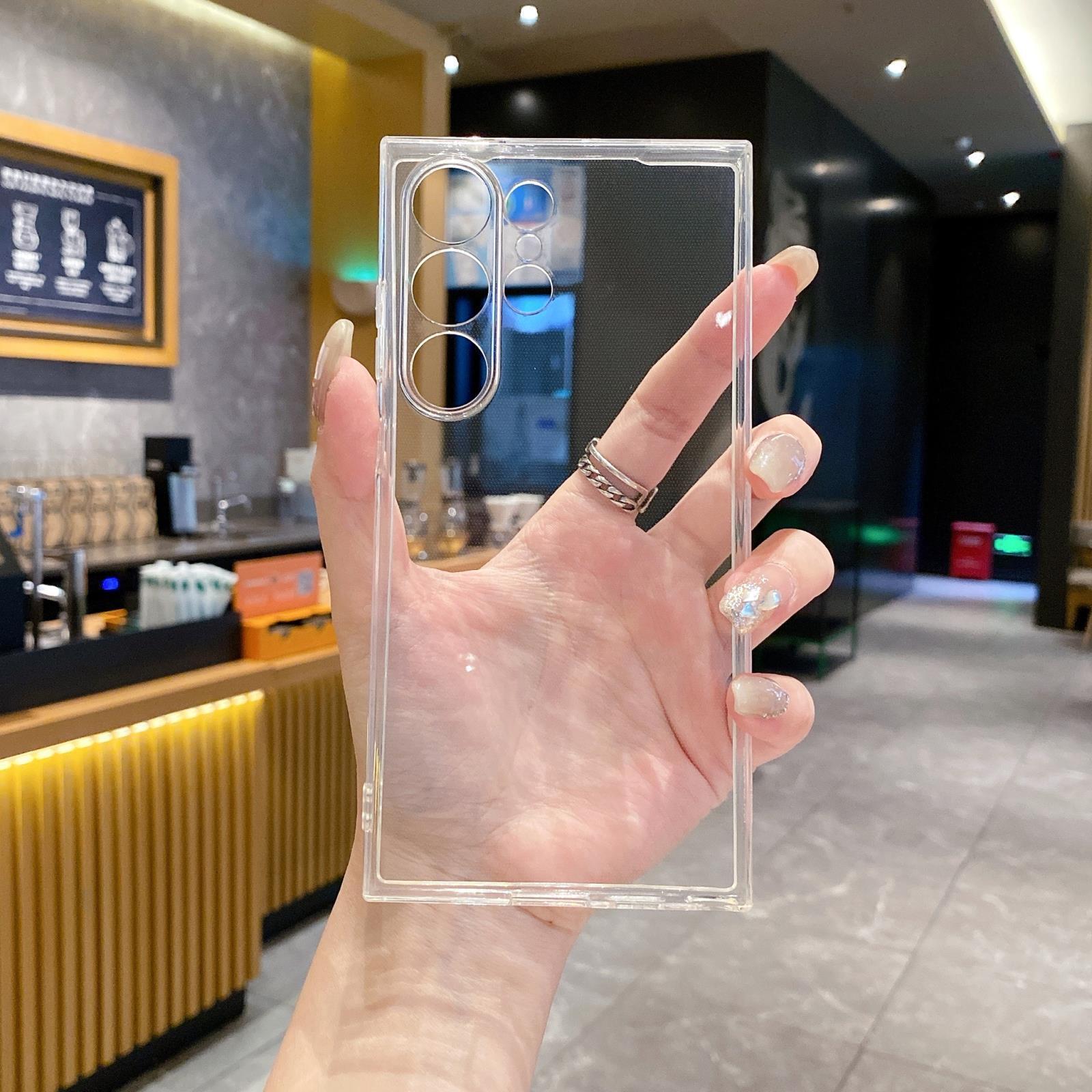 Suitable for Samsung S27 Transparent Precision Hole Tpu Straight Edge A56A07 Protective Case Note20 Anti-Fall Silicone Phone Case