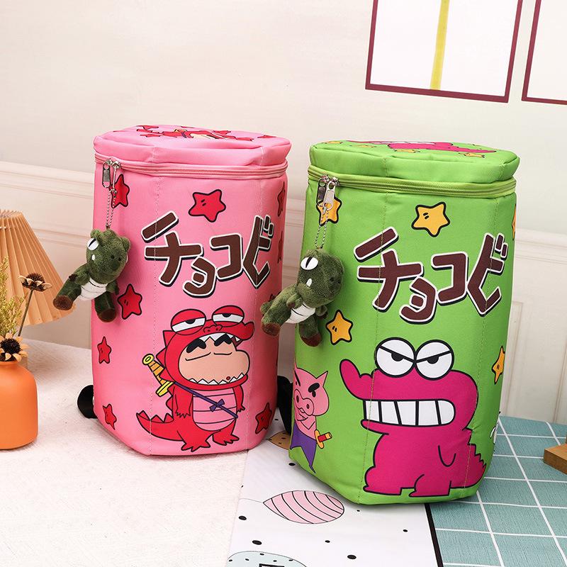 New Cute School Bag Crayon Shin-Chan Little Crocodile Box Large Capacity Stereo Bucket Bag Backpack Racket Bag Trendy Back