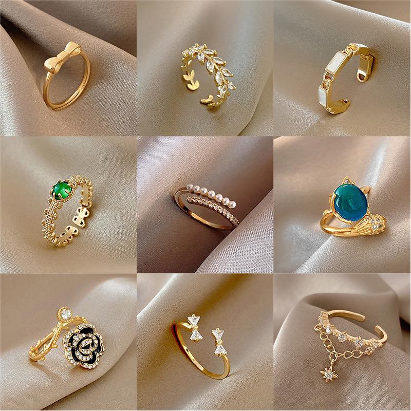 European and American ins style opening ring women's high-end luxury pearl food ring niche design hand jewelry wholesale