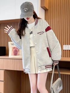 American-style baseball jacket, women's spring/autumn outerwear, 2026 new collection, open-front cardigan sweatshirt