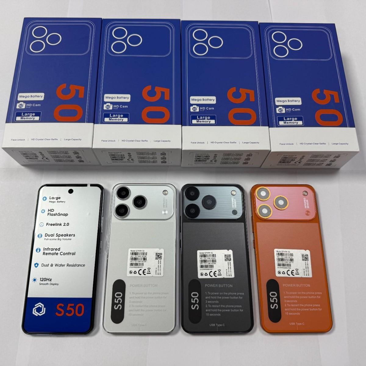 Spark 50 Cross-Border E-Commerce Hot-Selling Smart Android 4g Mobile Phone in Stock New Smartphone Model 16+1Tb