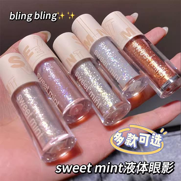 Sweet Mint Liquid Eyeshadow with Fine Shimmer, Suitable for Lower Eyelids, Intense Glitter, Collarbone Highlighter, Brightening and Rejuvenating Effect
