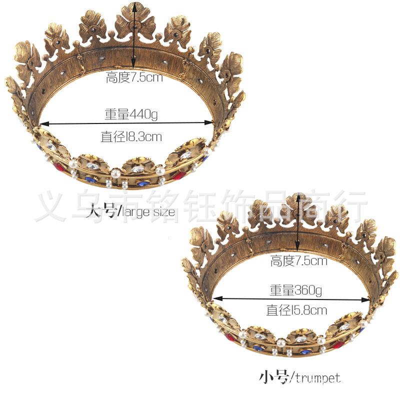 Cross Border Men's Large Size Crown Baroque Pearl Bride Wedding Hair Accessories King Crown Coronation Gift Spot