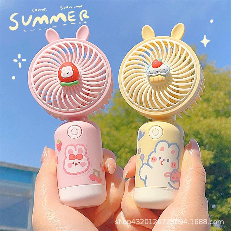 Cross-Border Portable Mini Fan 2024 New Model Rechargeable Cute Cartoon Neck-Hanging Fan Children's Gift Printable Wholesale Gift
