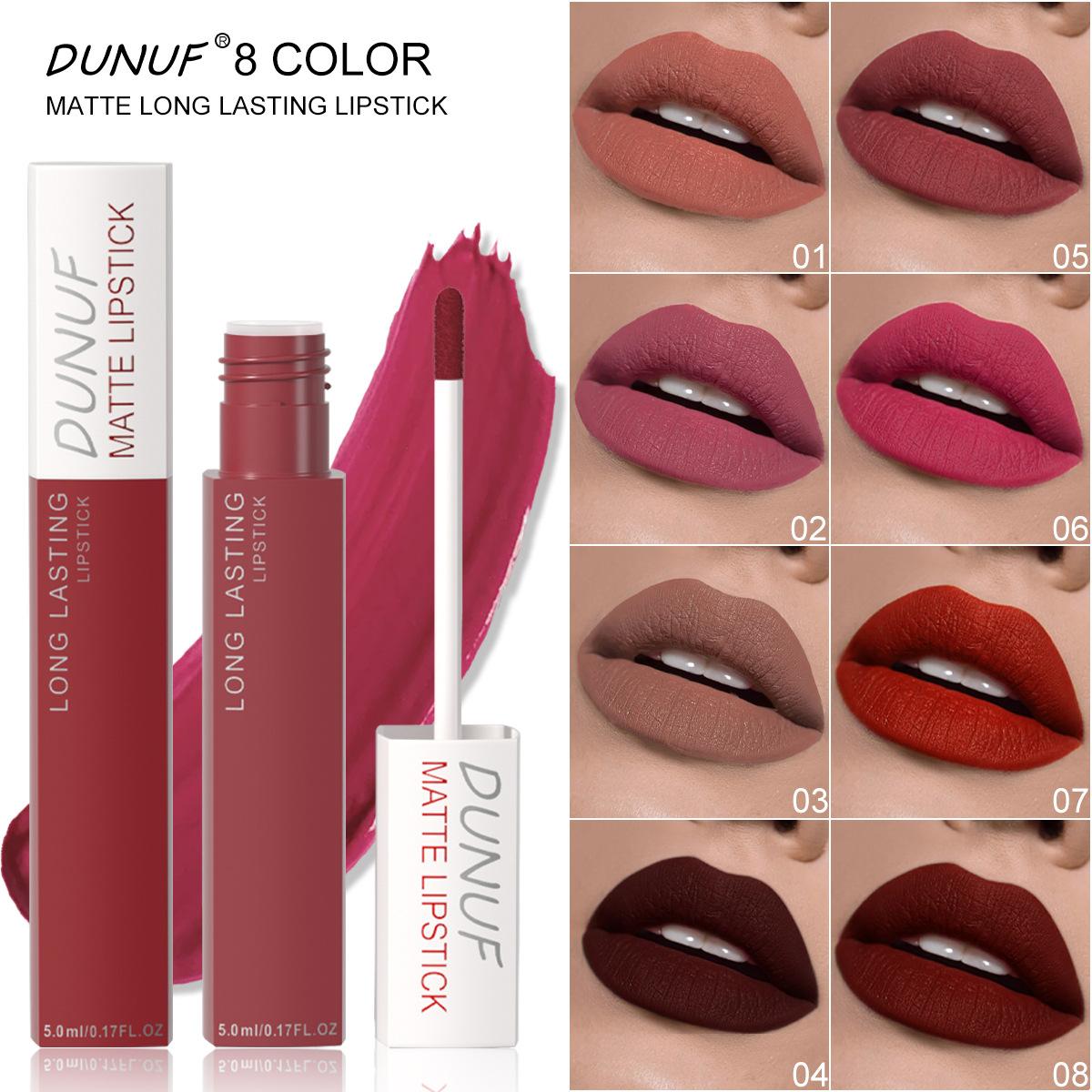 Dunuf 8-Color Matte Waterproof Long-Lasting Lip Gloss. Please Pay Attention! Link to Disclaimer