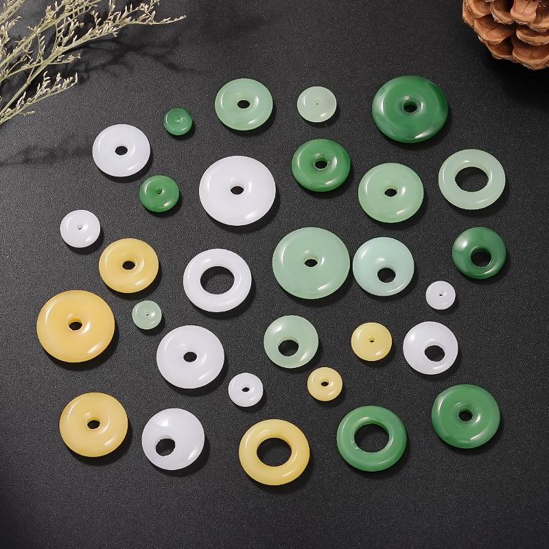 New Chinese Style Ping An Buckle Glass Accessories Imitation Jade Ping An Buckle White Jade Topaz Princess Buckle Necklace DIY Pendant Pendant