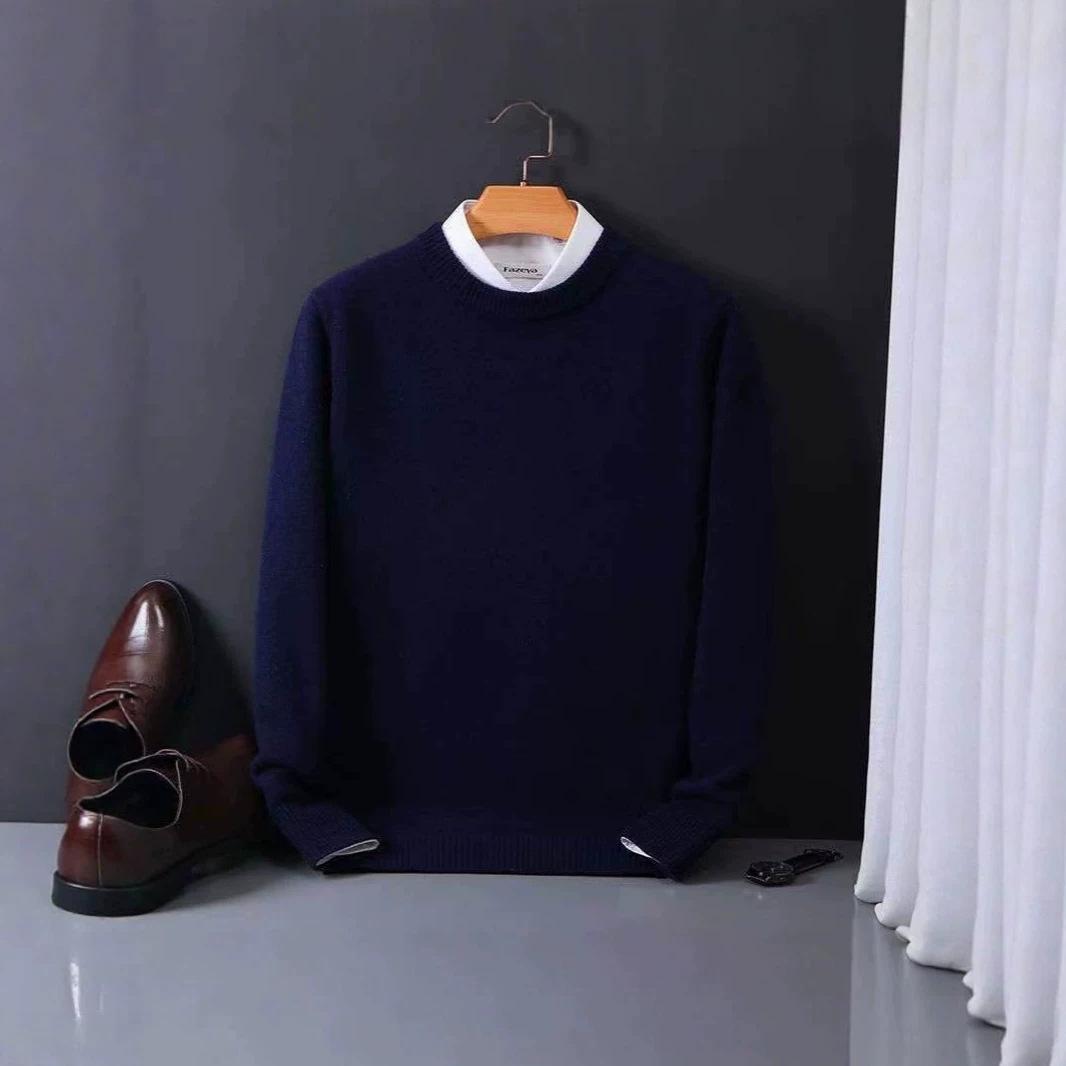 Men's Round Neck Sweater, Knitted Base Shirt, New Autumn/Winter Korean Style Slim Fit, Warm and Casual Men's Sweater Top