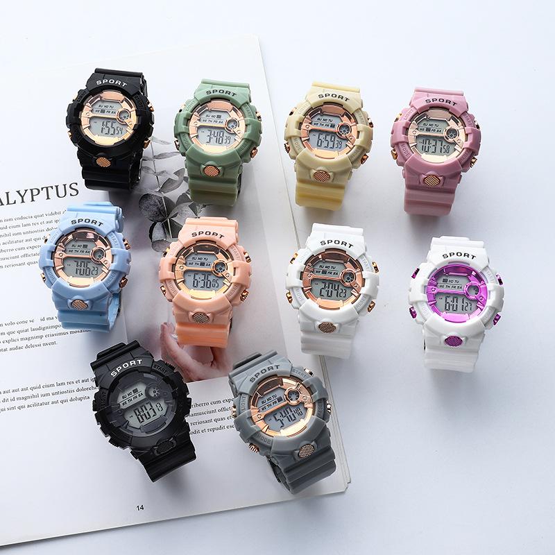 Teli Electronic Unicorn Timing Electronic Watch for Junior High School Students, Seven-Color Luminous Alarm Clock Calendar Student Watch