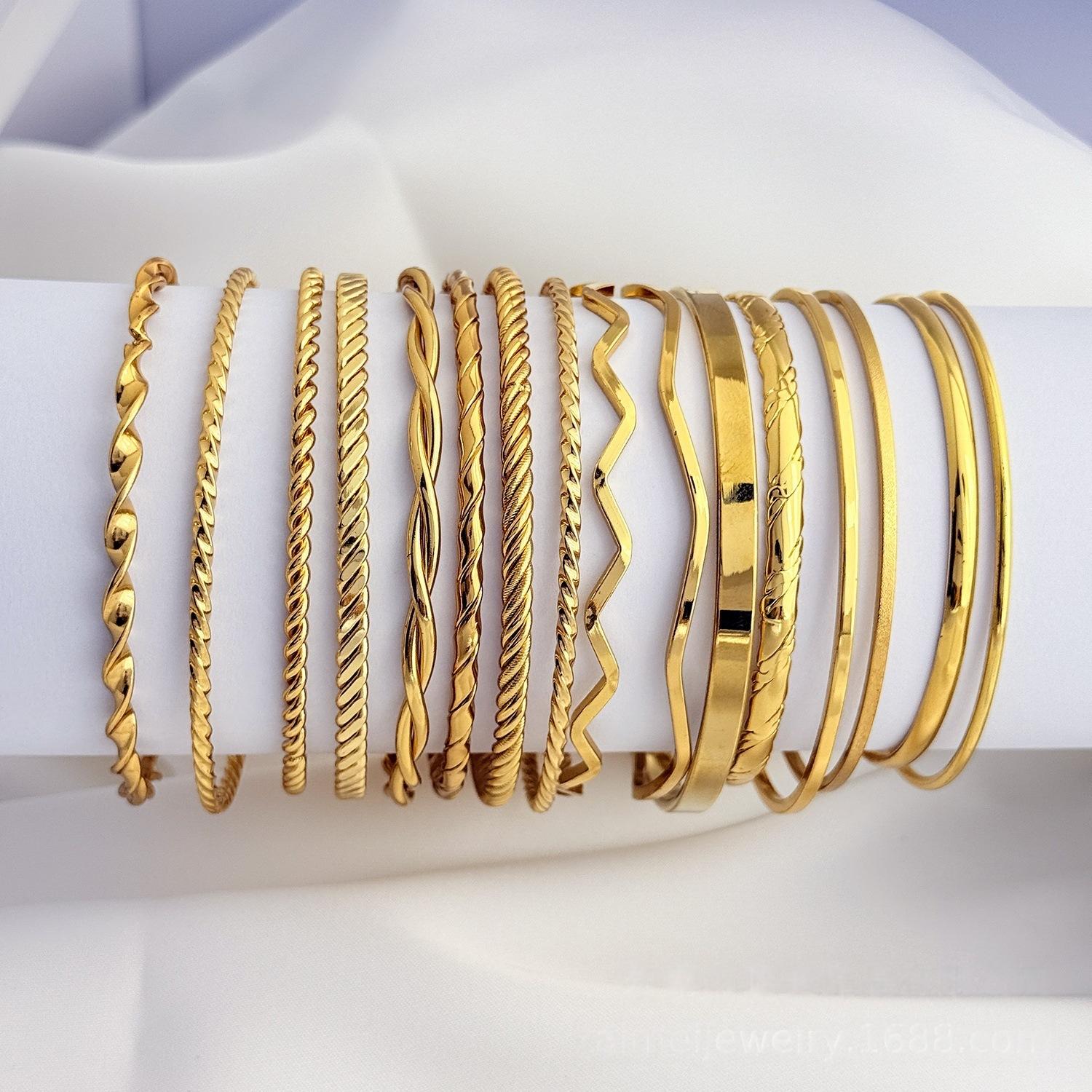 Fashionable, Simple, Versatile Titanium Steel Coil Wave Bracelets, Various Stainless Steel Bracelet Jewelry, Braided Hand Jewelry Bracelets