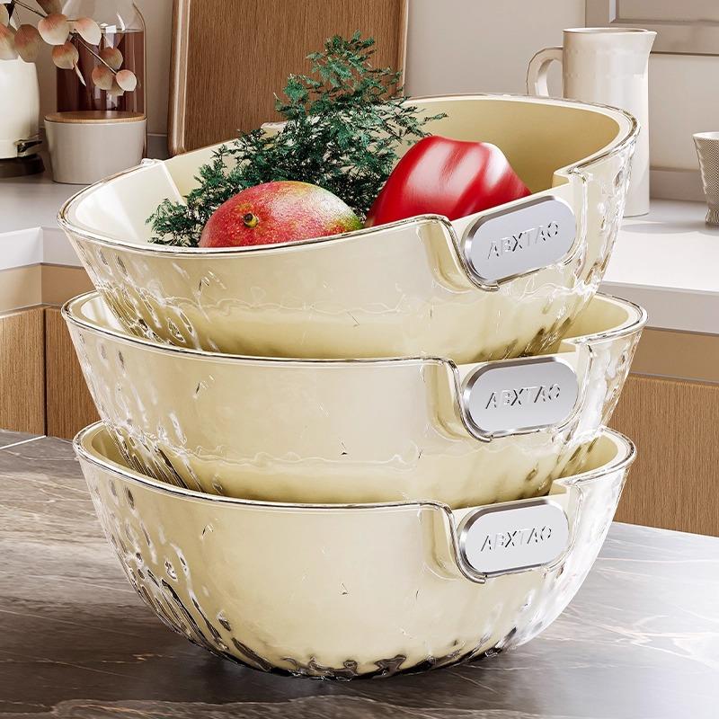 Vegetable Washing Basin with Draining Basket, Food-Grade Plastic, Household Kitchen Gadget for Washing Vegetables and Fruits, Water Filtering Basket