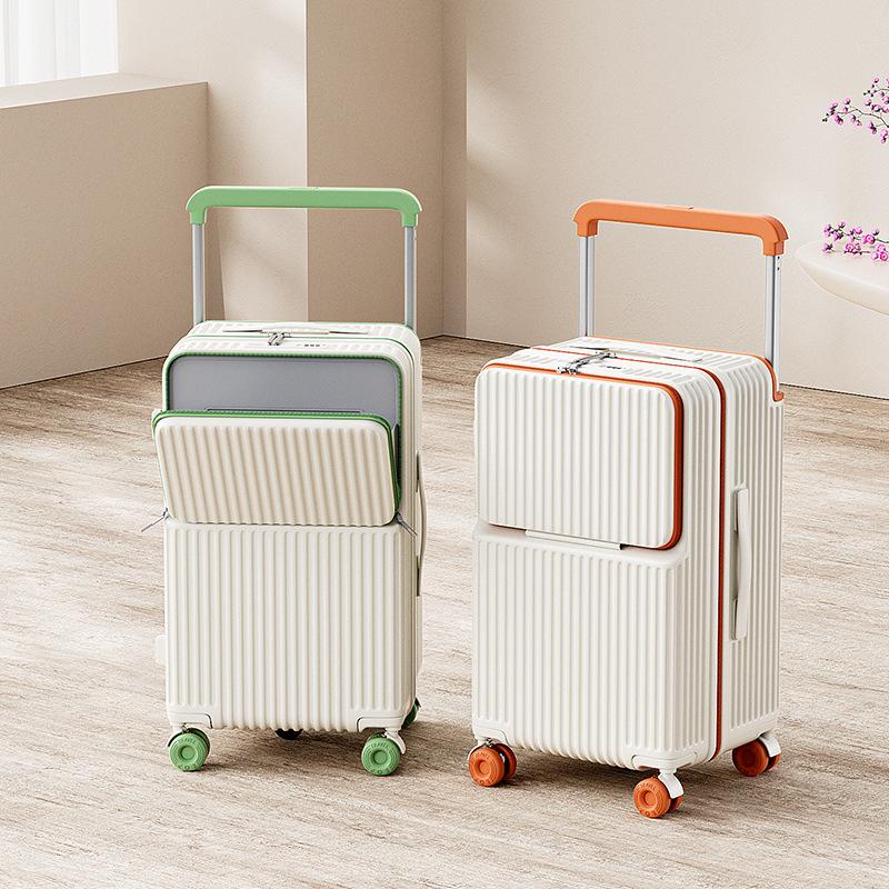 2025 New Wide Trolley Suitcase Large Capacity Boarding Case Front Opening Password Box Men's Suitcase Trolley Case Women