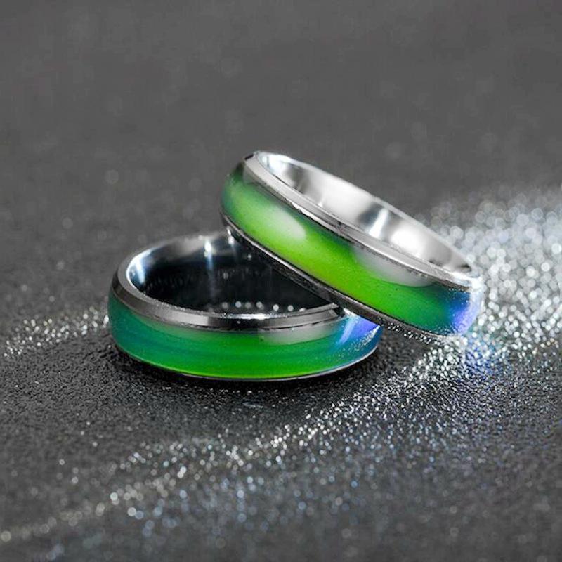 E-Commerce Hot-Selling Temperature-Sensitive Color-Changing Rings European and American Fashion Stainless Steel Couple Rings Cross-Border European and American Jewelry Wholesale