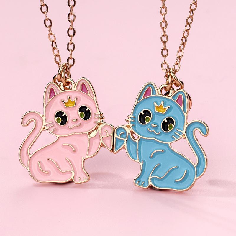 Cross-border explosions children's magnetic necklace female princess love good friend girlfriends alloy jewelry cartoon girl pendant